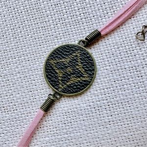 LV upcycled bracelet entrupy verified pink rose ballerine